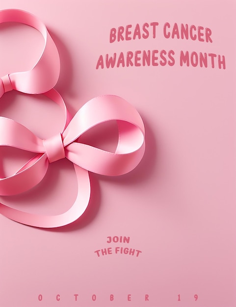 Photo pink breast cancer awareness pink ribbon with text