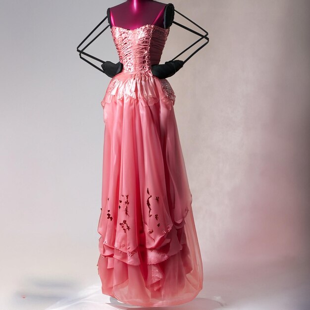 Photo pink gown on a mannequin generative ai