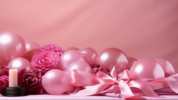사진 핑크 리본 유방암 건강 관리 개념