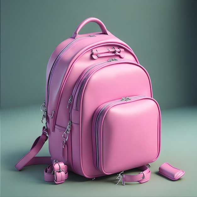 Photo of a Pink school bag ai generative