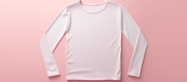 Photo of a pink shirt hanging on a blue wall with empty space for text or design with copy space