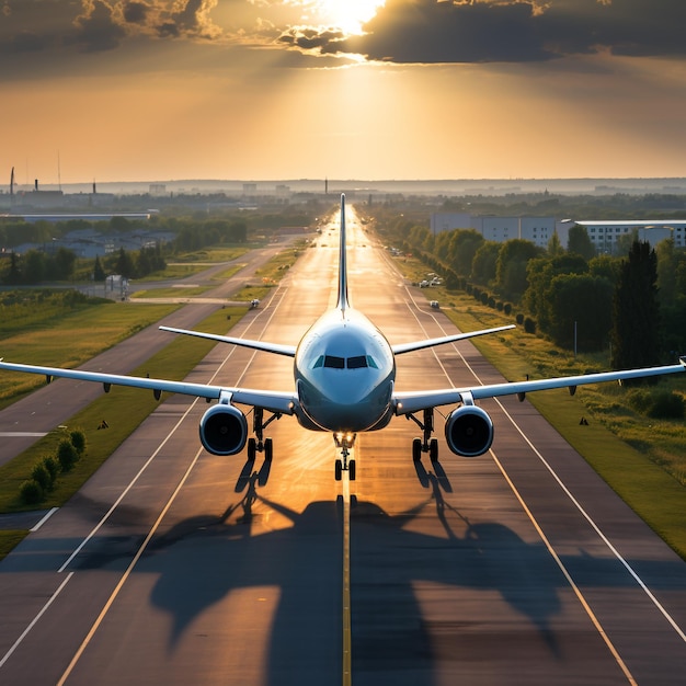 photo a plane is on the runway with the words generated by AI