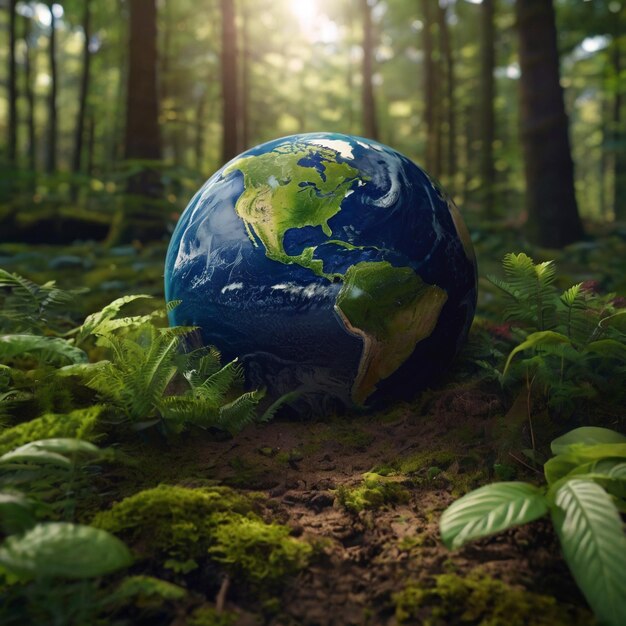 Photo of a planet earth in forest