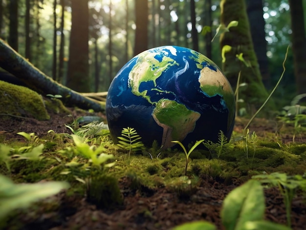 Photo of a planet earth in forest