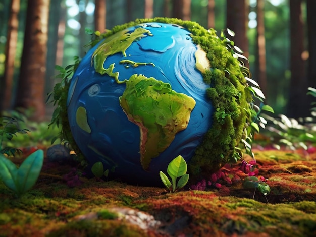 Photo of a planet earth in forest