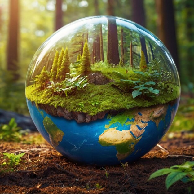 Photo photo of a planet earth in forest