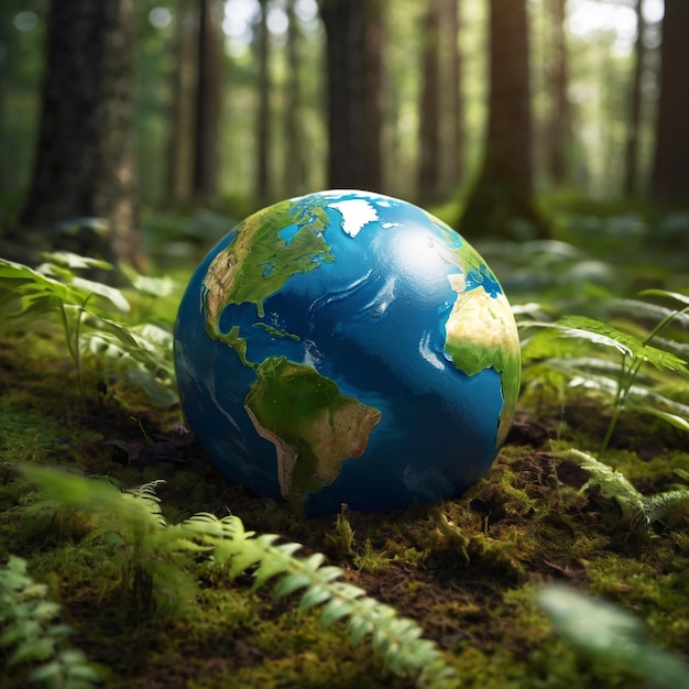 Photo of a planet earth in forest