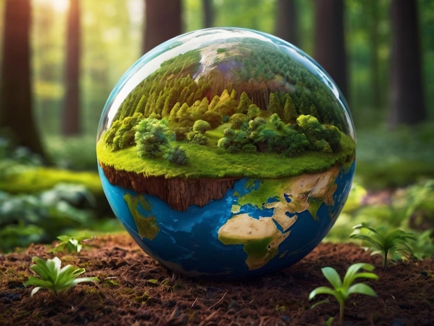 Photo of a planet earth in forest