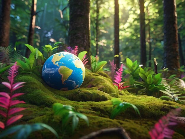 Photo of a planet earth in forest