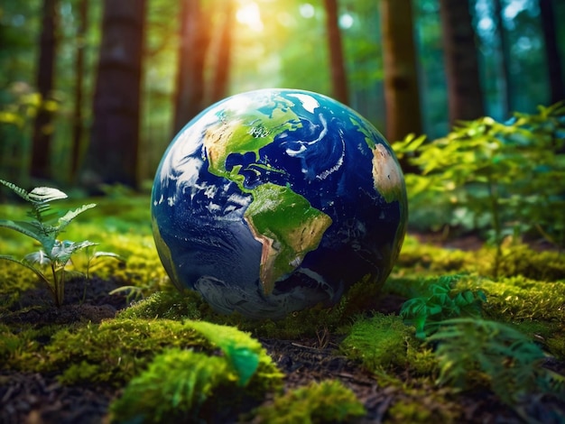 Photo of a planet earth in forest