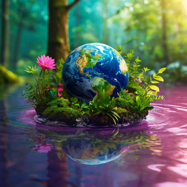 Photo of a planet earth in forest