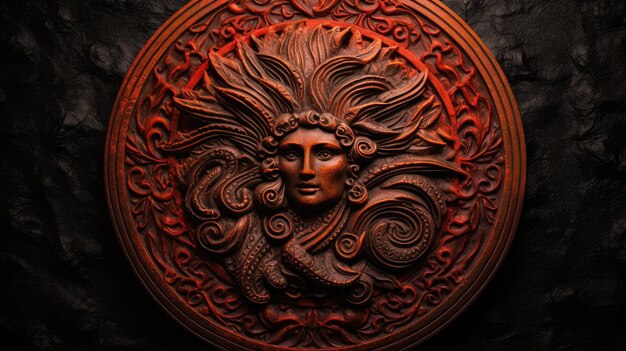 Photo a photo of a plaster medallion with a detailed texture dramatic spotlight