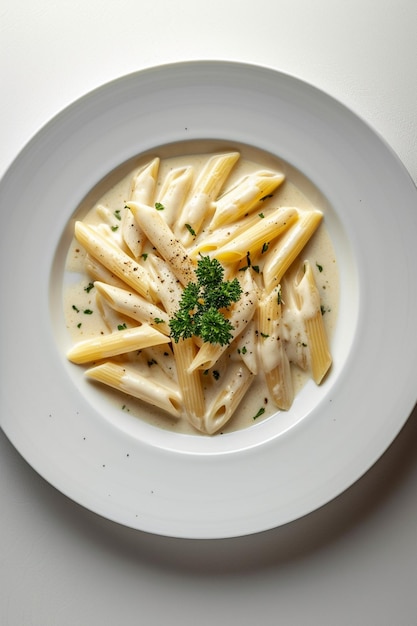 Photo of a plate of pasta with meat tomato sauce and vegetables Penne AI Generated