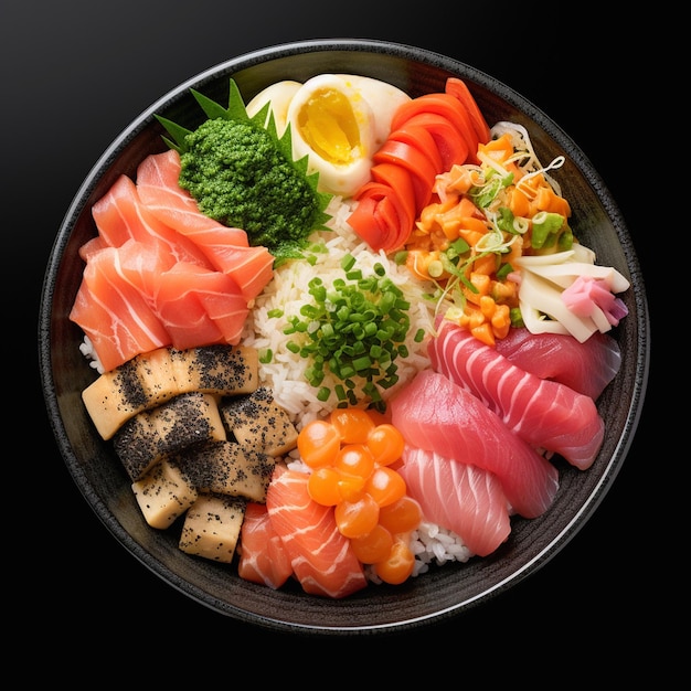 Photo of A plate of sushi with a variety of different flavors