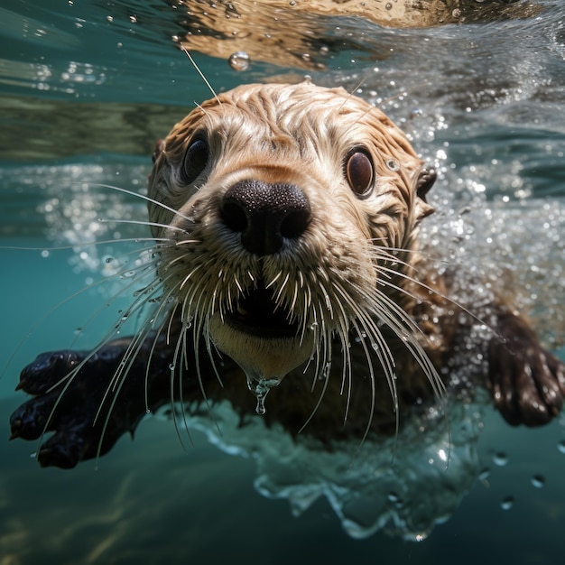 photo of a playful and inquisitive sea otter Generative AI