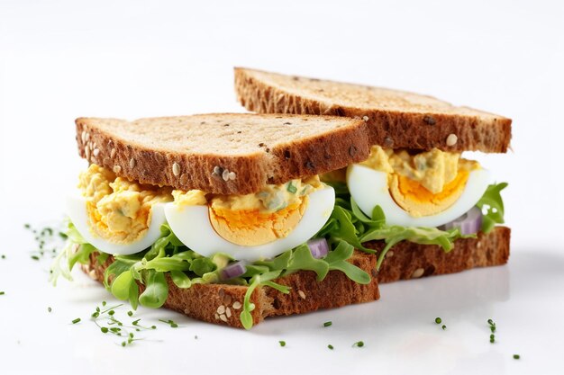 Photo poached eggs sandwich for breakfast