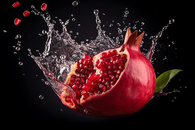 Photo of Pomegranate Juice Splash on a Dark Background