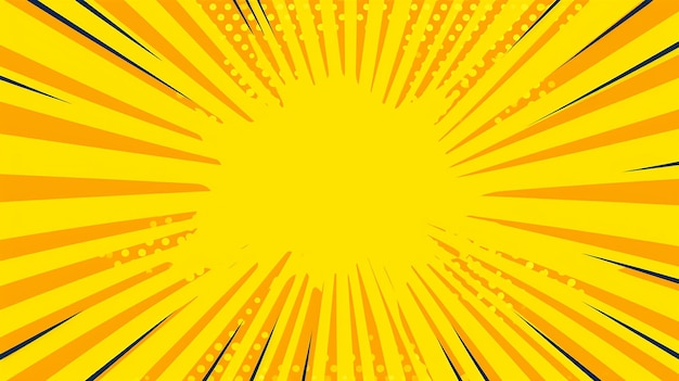 Photo of pop art yellow comic sun burst background