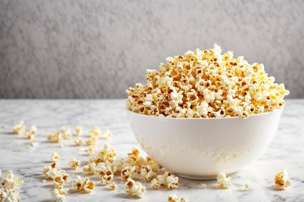 Photo popcorn in white background