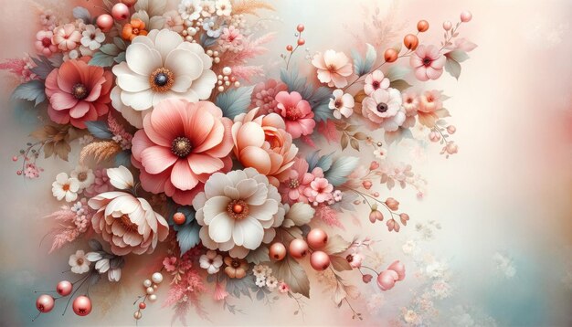 Photo of a popular floral background with delicate flowers and soft colors