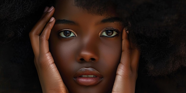 Photo portrait of beautiful African ethnic woman with black skin