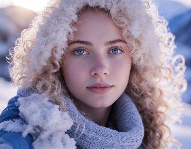 Photo portrait of a beautiful girl in the mountains