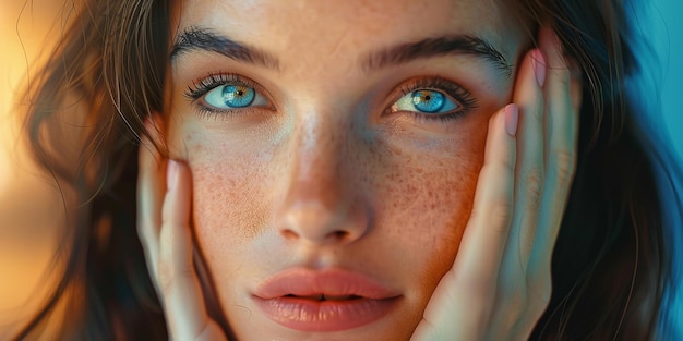 Photo portrait of beautiful woman in artistic studio setting