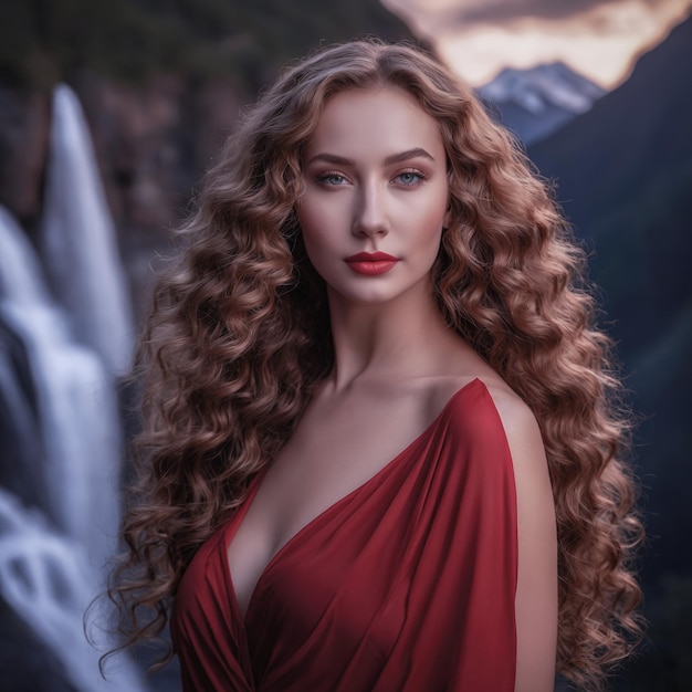 Photo portrait of a beautiful woman in a beautiful dress