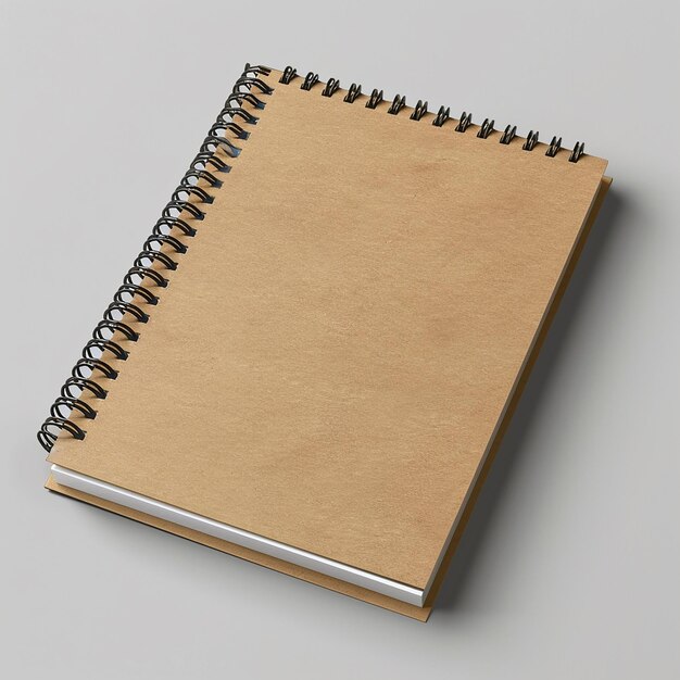 Photo photo portrait blank realistic spiral bound notepad mockup with key