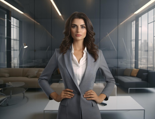 Photo portrait of a business woman wearing formal wear blazer white shirt corporate photo in office