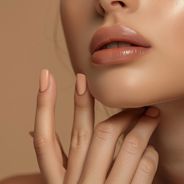 Photo portrait of charming lady enjoying body care