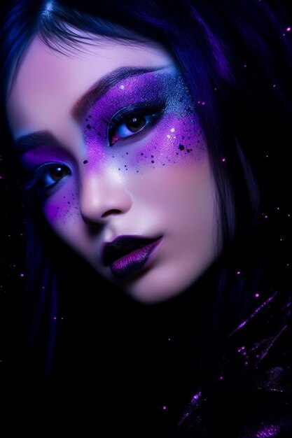 Photo photo portrait of close up beautiful asian korean model with a stunning makeup look ai generated