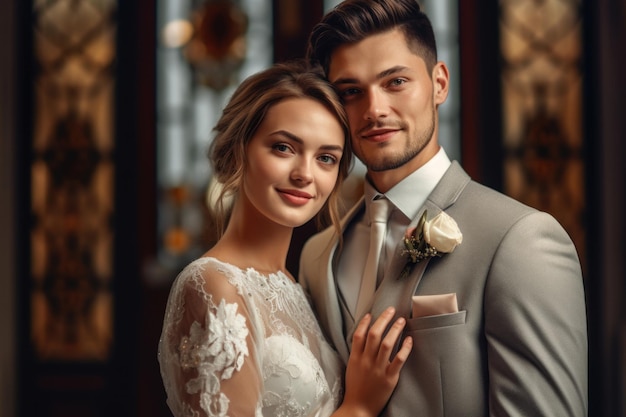 Photo portrait of a couple on wedding day