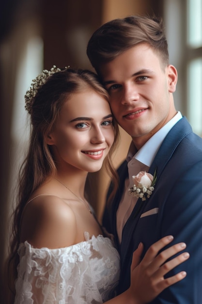 Photo portrait of a couple on wedding day