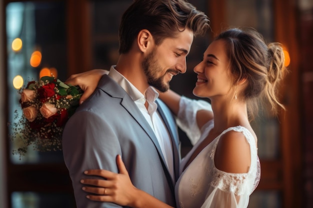 Photo portrait of a couple on wedding day