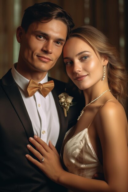 Photo portrait of a couple on wedding day