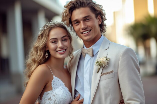 Photo portrait of a couple on wedding day