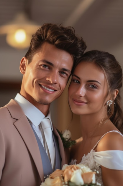 Photo portrait of a couple on wedding day