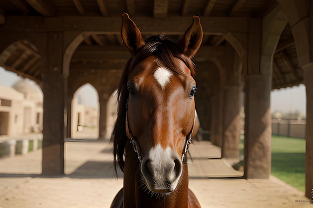 Photo a photo portrait friesian horse