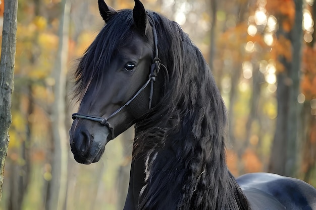 Фотопортрет фризской лошади