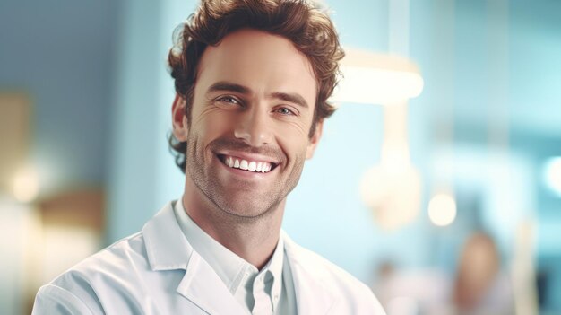 Photo photo portrait of a handsome man smiling with clean teeth dental advertisement