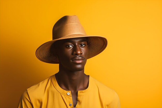 Photo portrait of handsome man with sunglasses over orange background