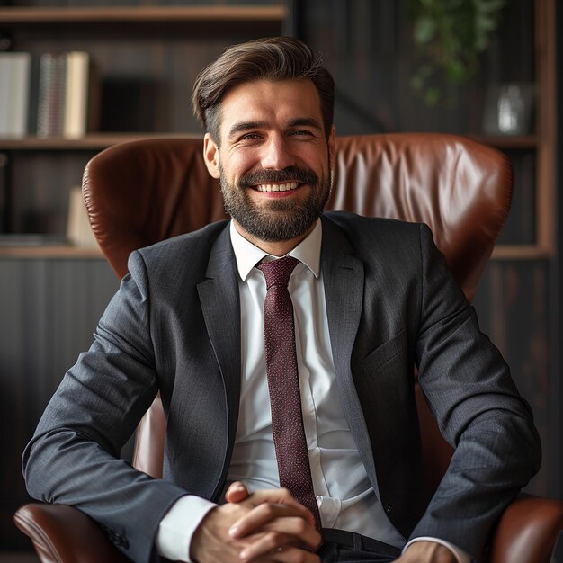 Photo photo portrait of happy male medical lawyer in law office background