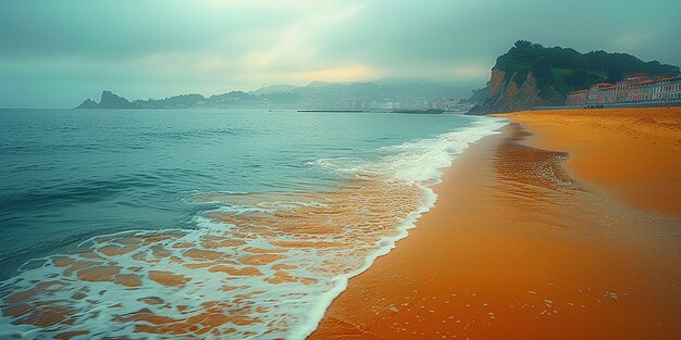 Photo portrait of La Concha Beach San Sebastian Spain