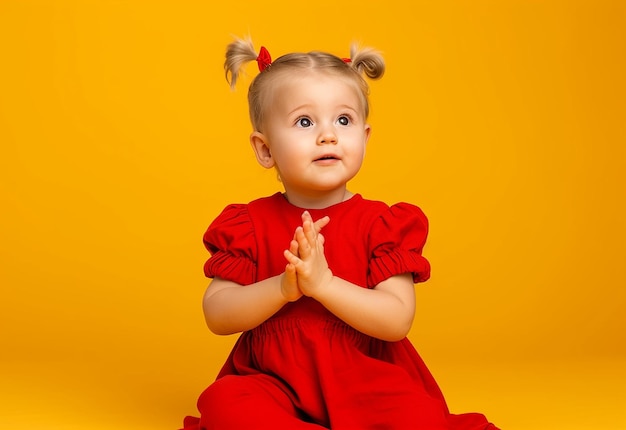 Photo portrait of little cute girl smiling