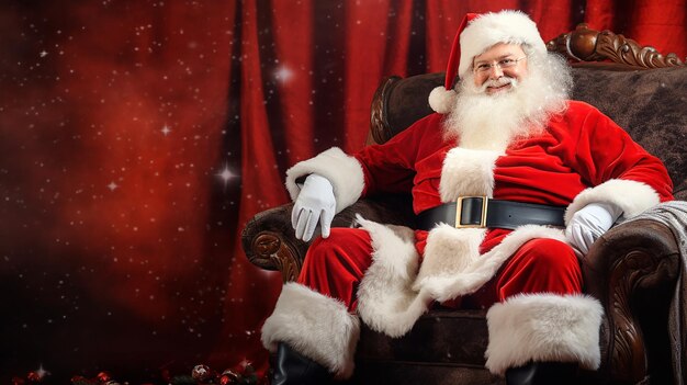 Photo portrait of man wearing santa claus costume and sunglass