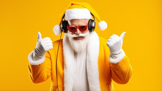 Photo portrait of man wearing santa claus costume and sunglass