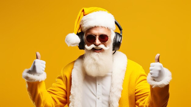 Photo portrait of man wearing santa claus costume and sunglass