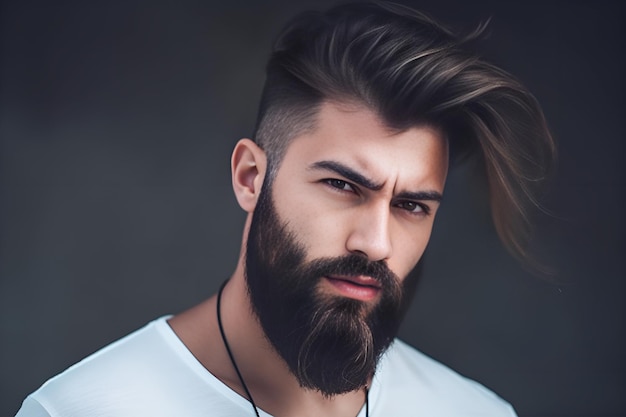 Photo Portrait of a man with beard and modern hairstyle