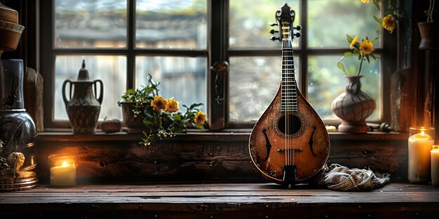 Photo photo portrait of mandolin studio